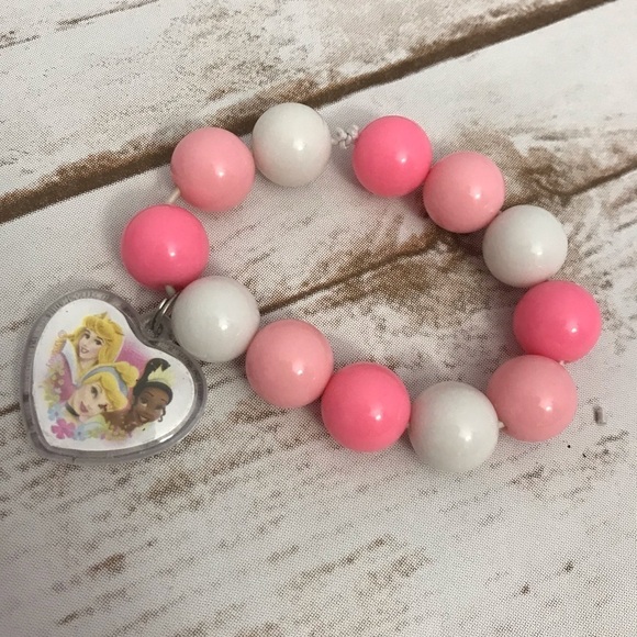 Disney Princess Pink Beaded Bracelet Disney Princess Charm - Picture 1 of 3